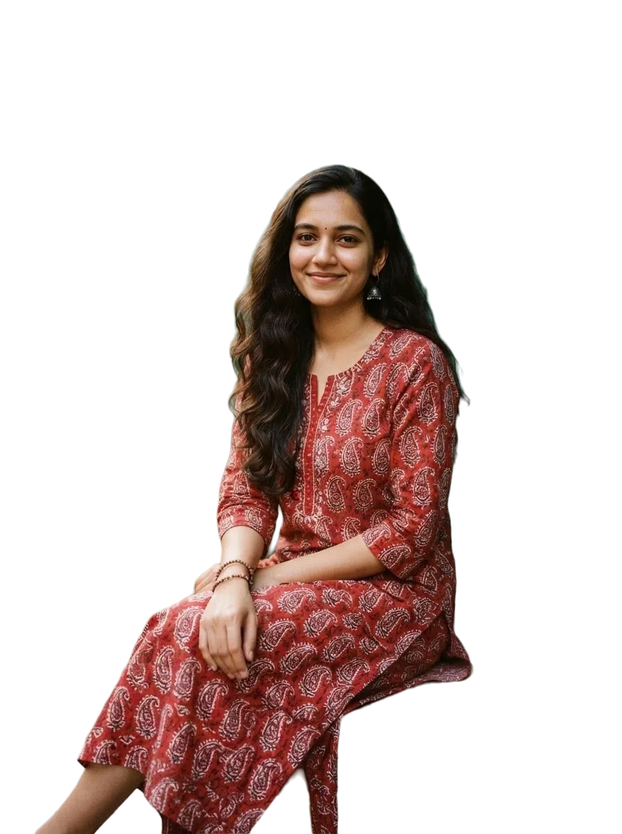 Red block-print kurta, photo 2 of 3